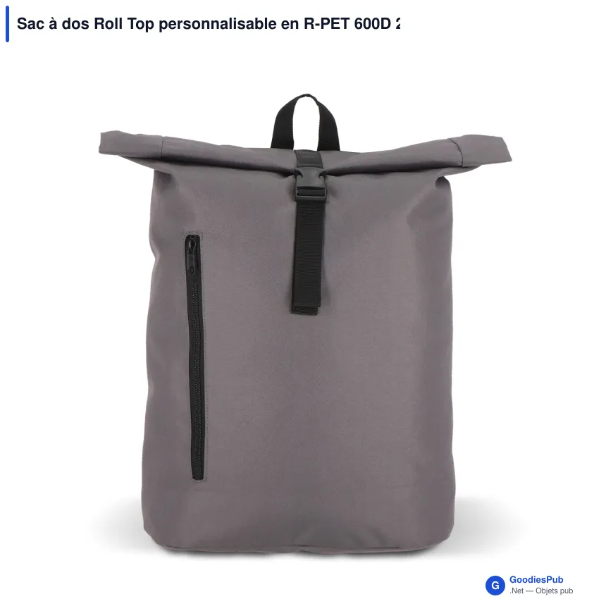 Sac à dos Roll Top personnalisable en R-PET 600D 20 L avec logo - Huit coloris - Image 8