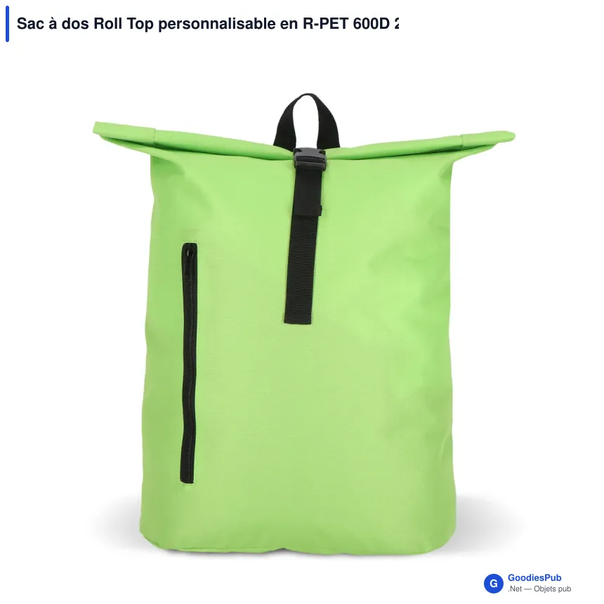 Sac à dos Roll Top personnalisable en R-PET 600D 20 L avec logo - Huit coloris - Image 9