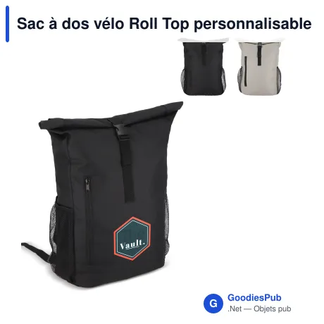 Sac à dos vélo Roll Top personnalisable en R-PET 600D 20 L avec logo