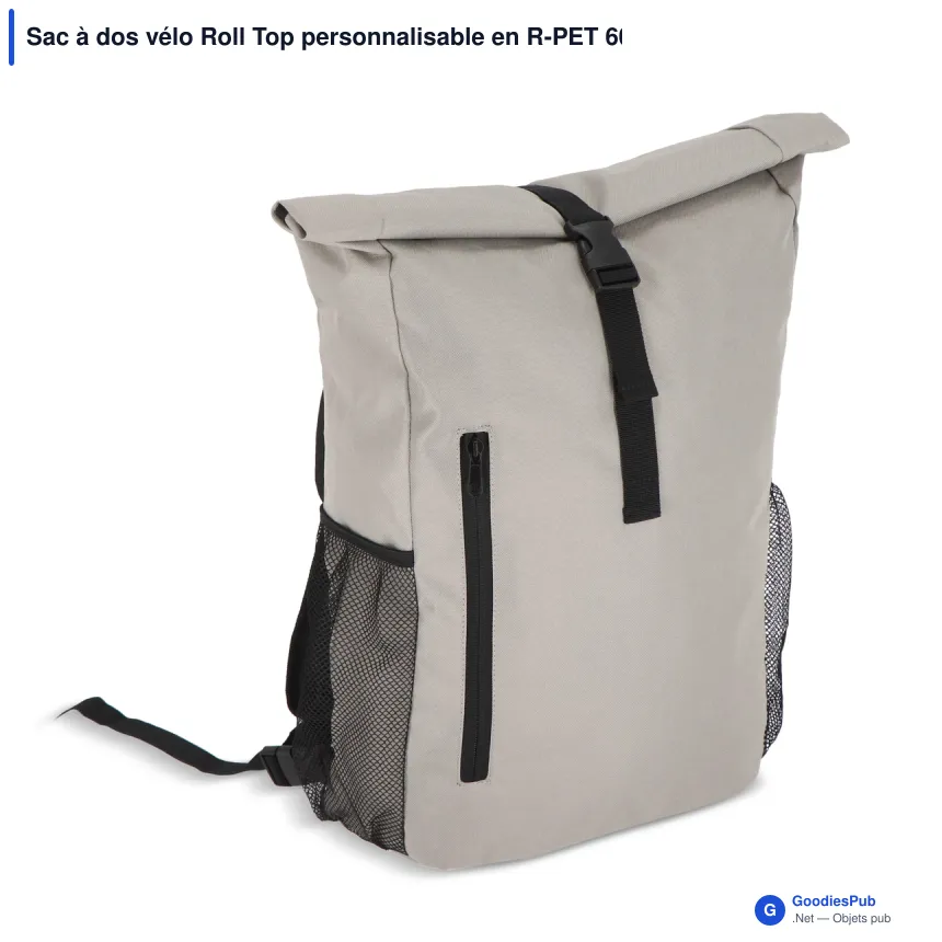 Sac à dos vélo Roll Top personnalisable en R-PET 600D 20 L avec logo - Image 3