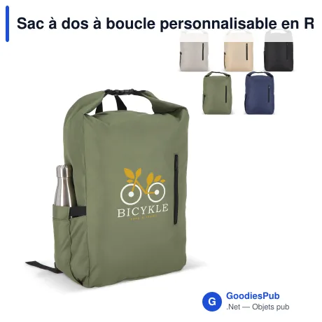 Sac à dos à boucle personnalisable en R-PET 600D 20 L avec logo - Cinq coloris