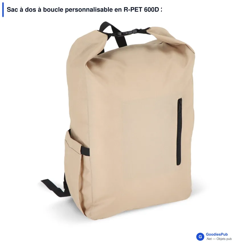 Sac à dos à boucle personnalisable en R-PET 600D 20 L avec logo - Cinq coloris - Image 3