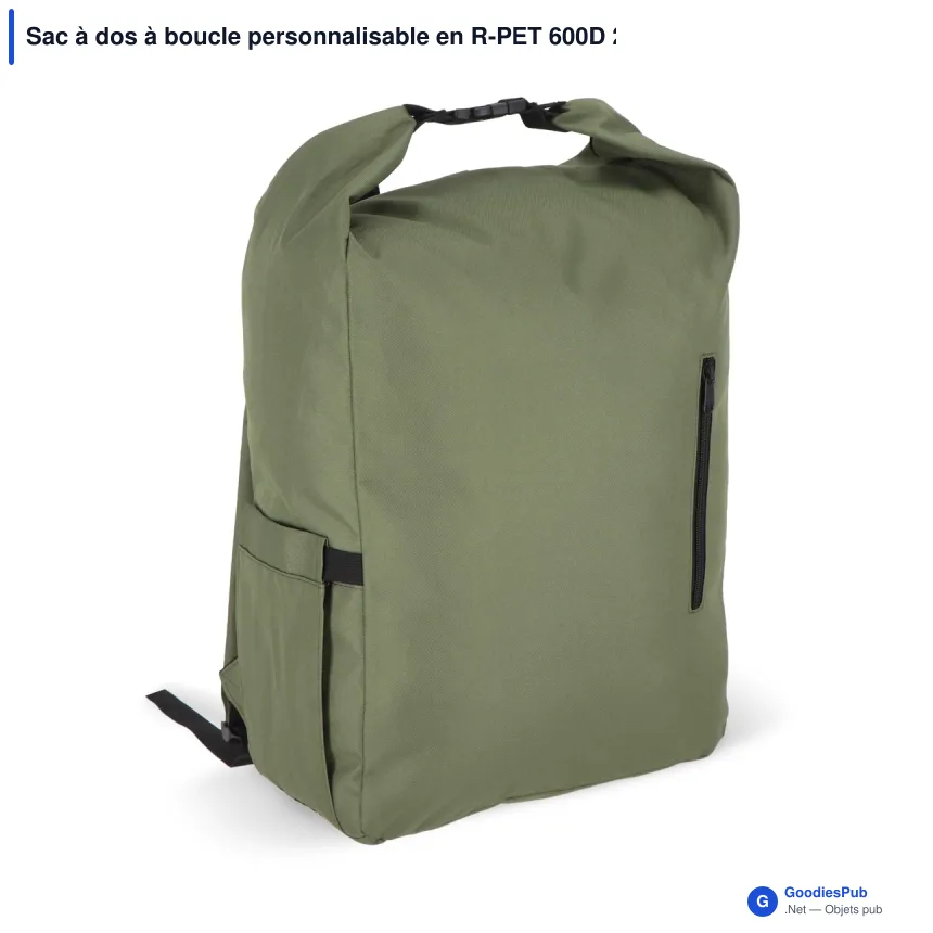 Sac à dos à boucle personnalisable en R-PET 600D 20 L avec logo - Cinq coloris - Image 6