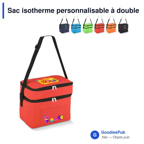 Sac isotherme personnalisable à double compartiment 12 L avec logo - 6 couleurs