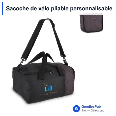 Sacoche de vélo pliable personnalisable en R-PET 600D 20 L avec logo - Noir