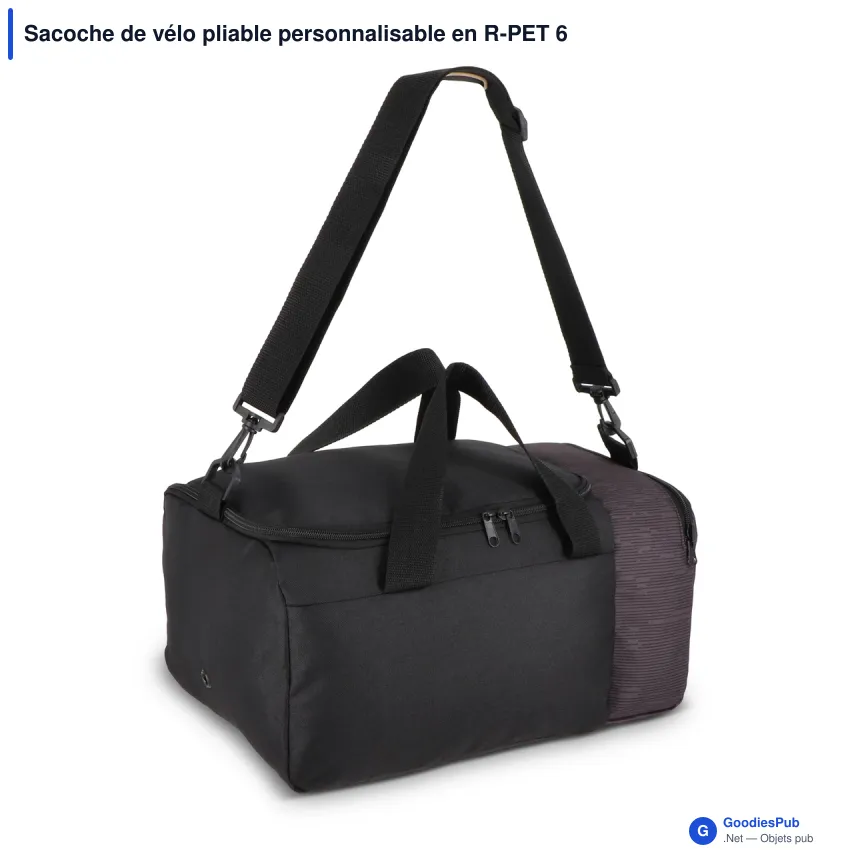 Sacoche de vélo pliable personnalisable en R-PET 600D 20 L avec logo - Noir - Image 2