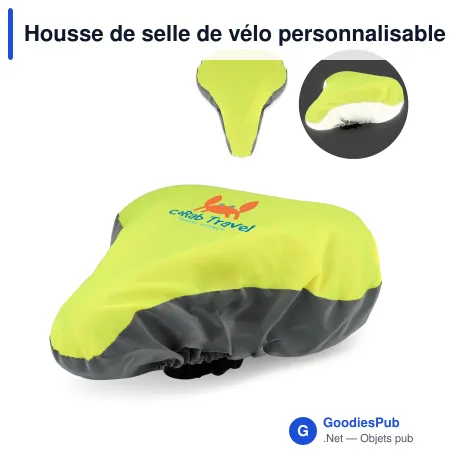 Housse de selle de vélo personnalisable réfléchissante en R-PET avec logo - Jaune