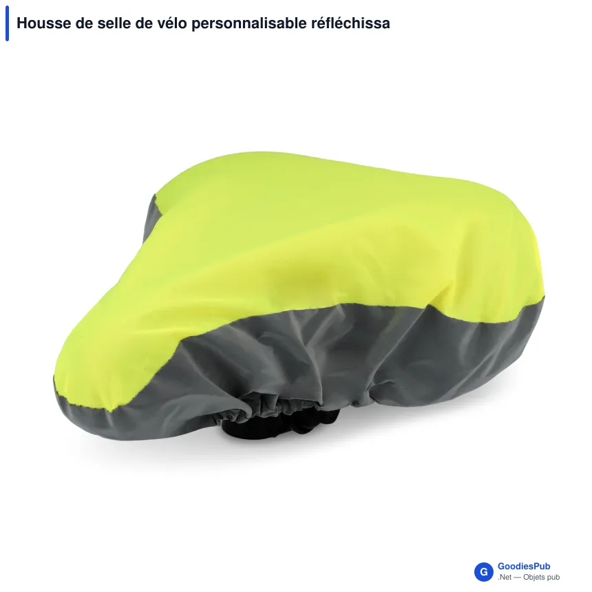 Housse de selle de vélo personnalisable réfléchissante en R-PET avec logo - Jaune - Image 2
