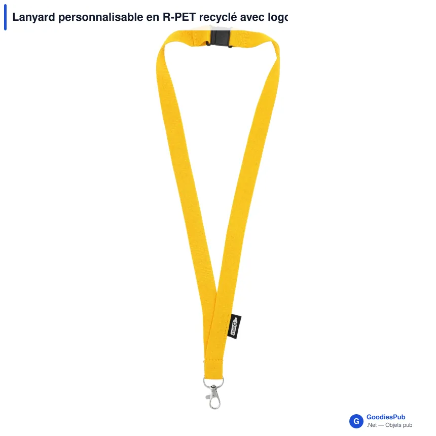 Lanyard personnalisable en R-PET recyclé avec logo - 9 coloris - Image 2