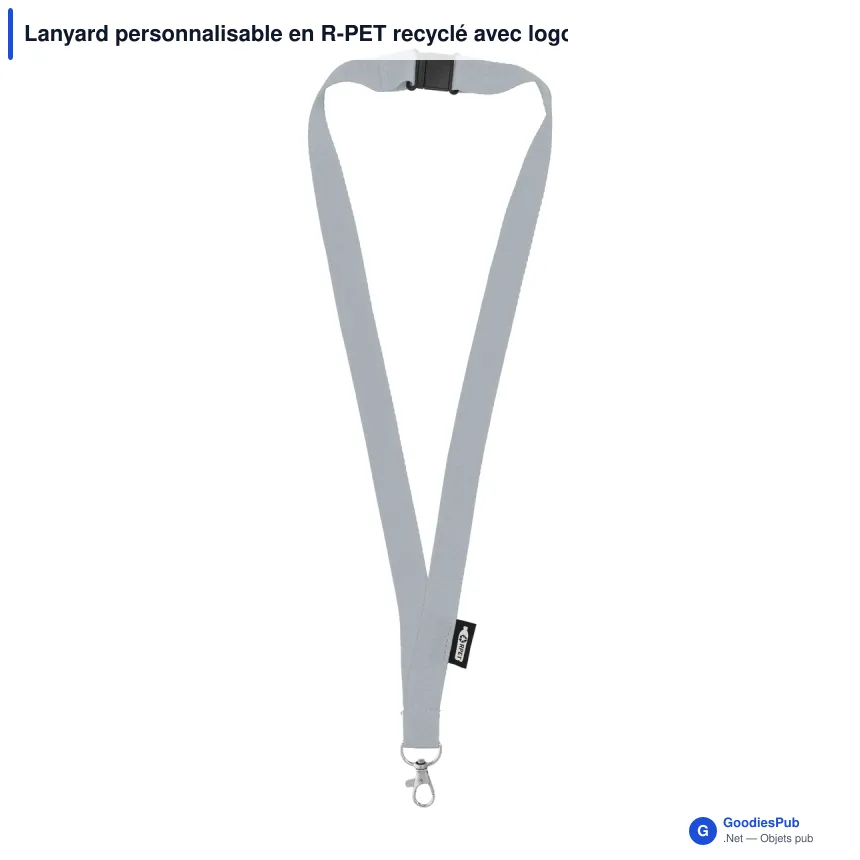 Lanyard personnalisable en R-PET recyclé avec logo - 9 coloris - Image 4