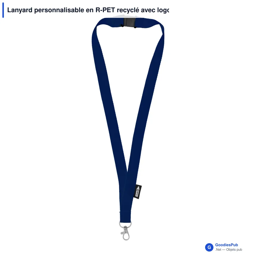 Lanyard personnalisable en R-PET recyclé avec logo - 9 coloris - Image 5