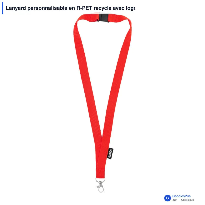 Lanyard personnalisable en R-PET recyclé avec logo - 9 coloris - Image 6