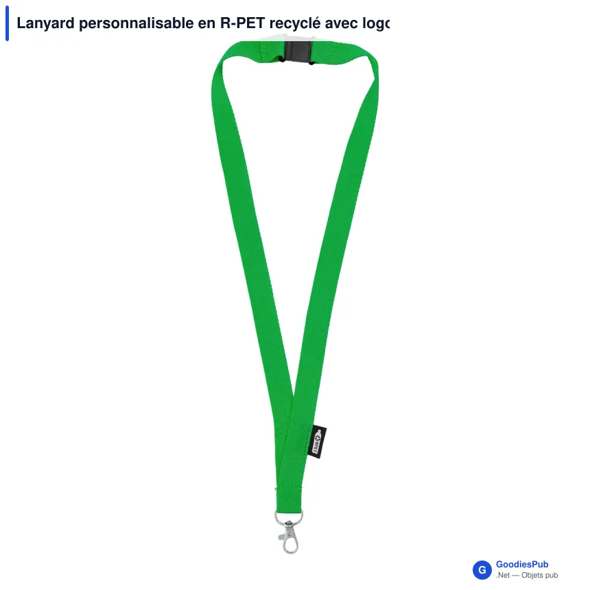 Lanyard personnalisable en R-PET recyclé avec logo - 9 coloris - Image 8