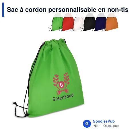 Sac à cordon personnalisable en non-tissé recyclé 75 g/m² avec logo - 38 x 42 cm