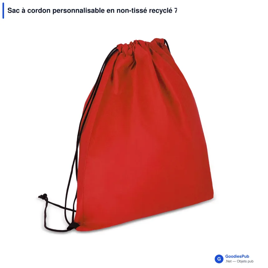 Sac à cordon personnalisable en non-tissé recyclé 75 g/m² avec logo - 38 x 42 cm - Image 5