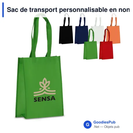 Sac de transport personnalisable en non-tissé laminé recyclé 24 x 11 x 30 cm avec logo - S