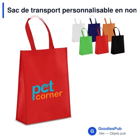 Sac de transport personnalisable en non-tissé laminé recyclé 30 x 12 x 40 cm avec logo - M
