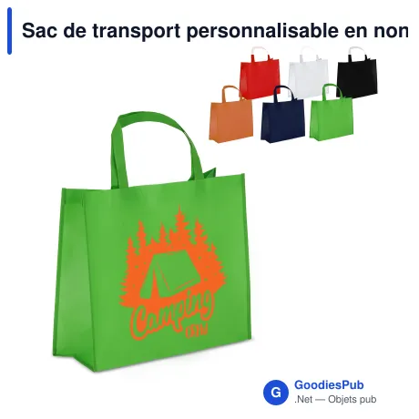 Sac de transport personnalisable en non-tissé laminé recyclé 40 x 16 x 35 cm avec logo - L