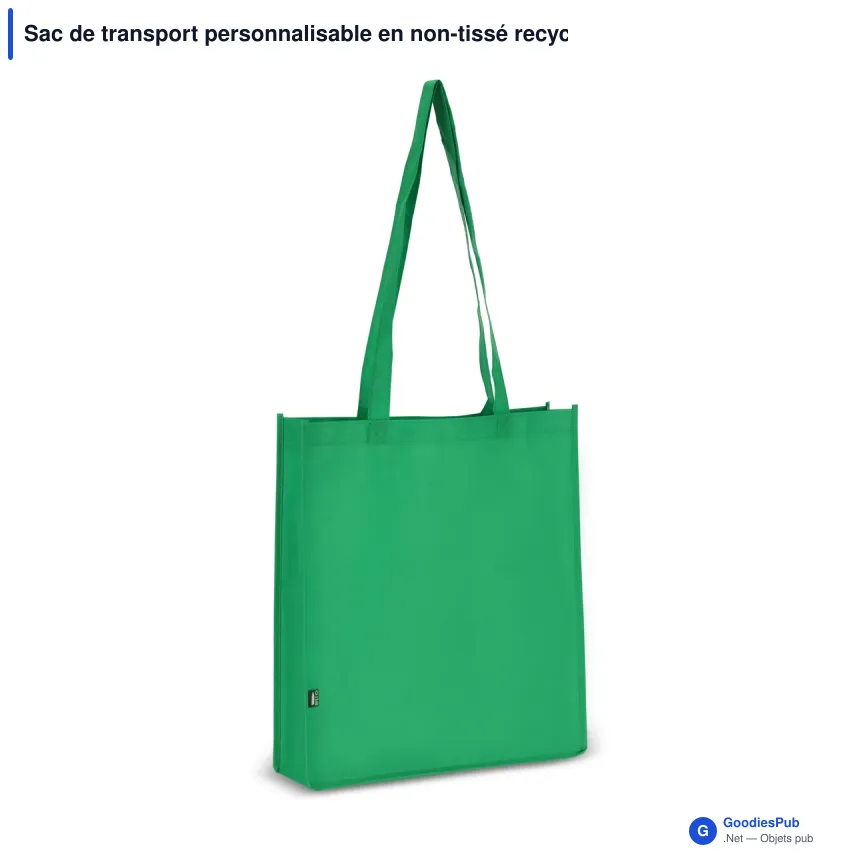 Sac de transport personnalisable en non-tissé recyclé 38 x 9 x 42 cm avec logo - Soufflet - Image 2