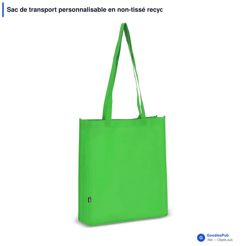 Sac de transport personnalisable en non-tissé recyclé 38 x 9 x 42 cm avec logo - Soufflet - Image 3