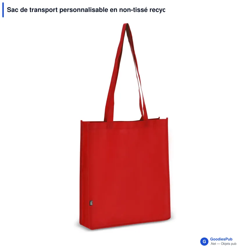 Sac de transport personnalisable en non-tissé recyclé 38 x 9 x 42 cm avec logo - Soufflet - Image 5