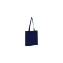 Variante Bleu foncé - Sac de transport personnalisable en non-tissé recyclé 38 x 9 x 42 cm avec logo - Soufflet