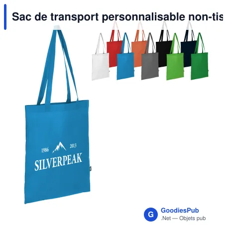 Sac de transport personnalisable non-tissé recyclé longues poignées avec logo - 38 x 42