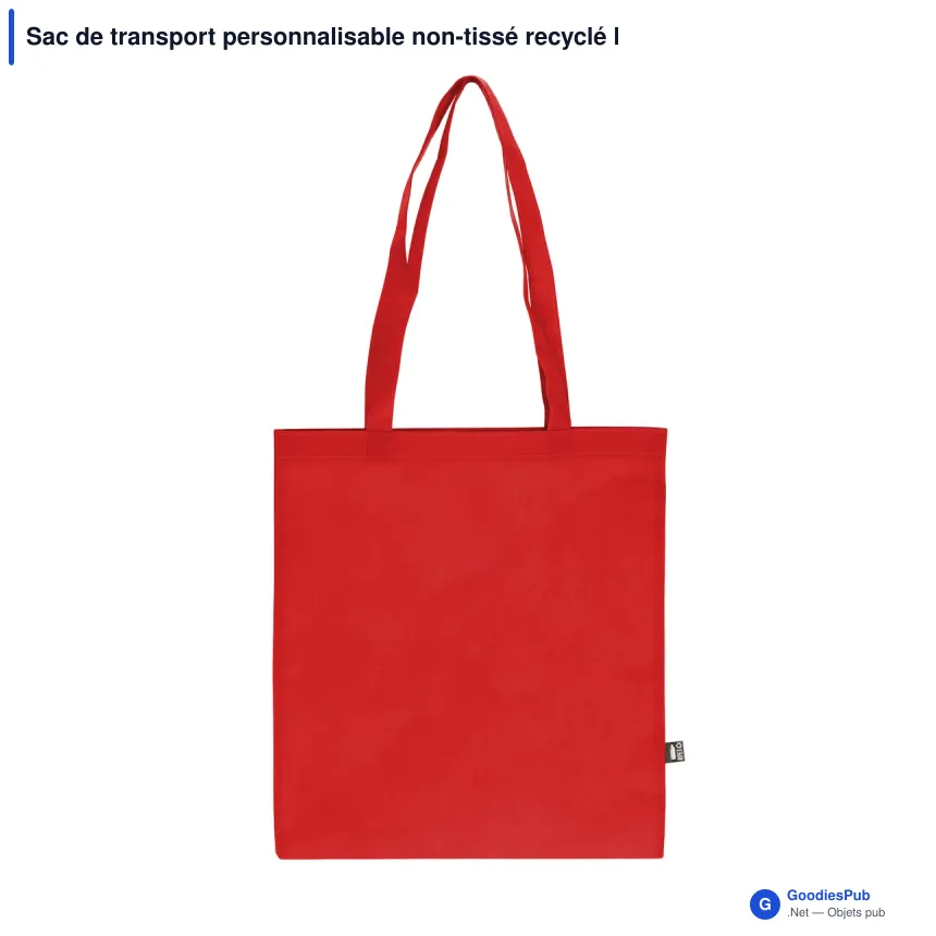 Sac de transport personnalisable non-tissé recyclé longues poignées avec logo - 38 x 42 - Image 7