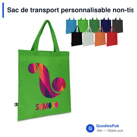 Sac de transport personnalisable non-tissé recyclé poignées courtes avec logo - 38 x 42
