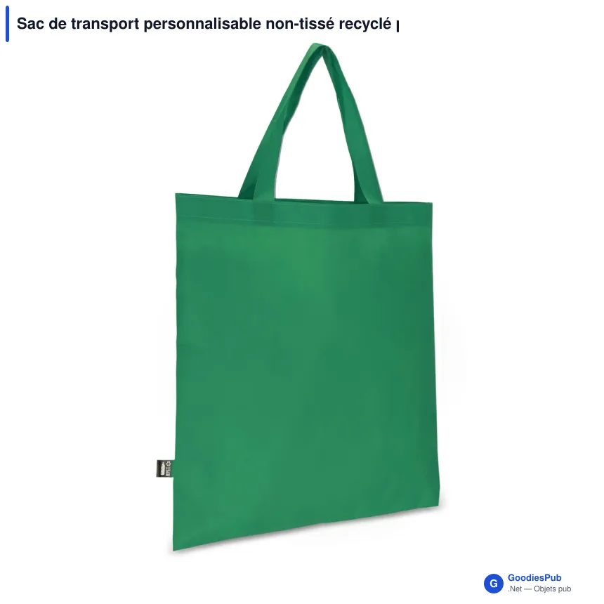 Sac de transport personnalisable non-tissé recyclé poignées courtes avec logo - 38 x 42 - Image 2