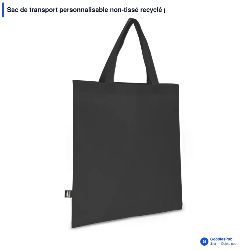 Sac de transport personnalisable non-tissé recyclé poignées courtes avec logo - 38 x 42 - Image 4