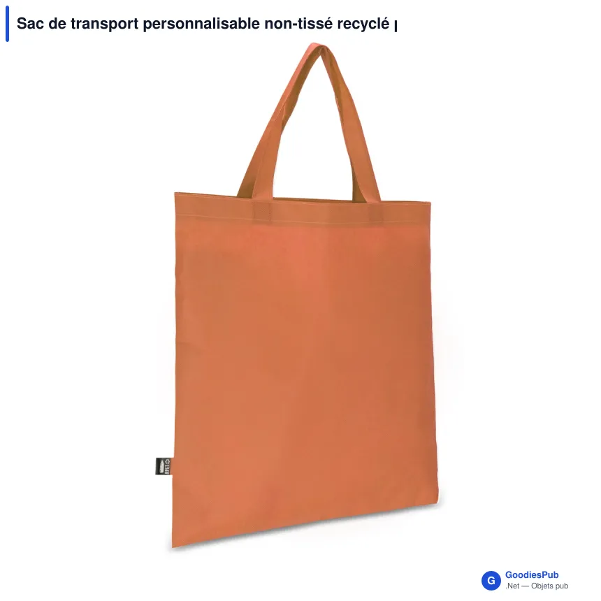 Sac de transport personnalisable non-tissé recyclé poignées courtes avec logo - 38 x 42 - Image 5