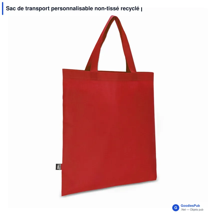 Sac de transport personnalisable non-tissé recyclé poignées courtes avec logo - 38 x 42 - Image 6