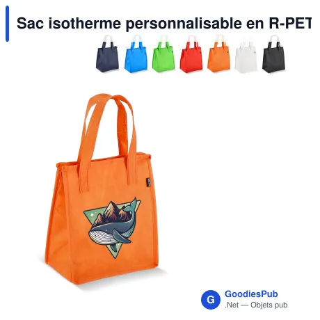Sac isotherme personnalisable en R-PET non tissé format moyen avec logo - 23 x 27,5 cm