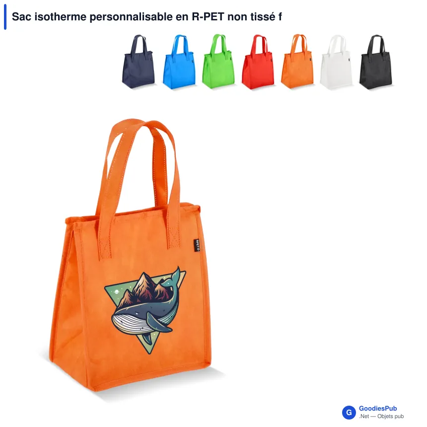 Sac isotherme personnalisable en R-PET non tissé format moyen avec logo - 23 x 27,5 cm - Image 1