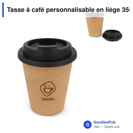 Tasse à café personnalisable en liège 350 ml avec logo - R-PP