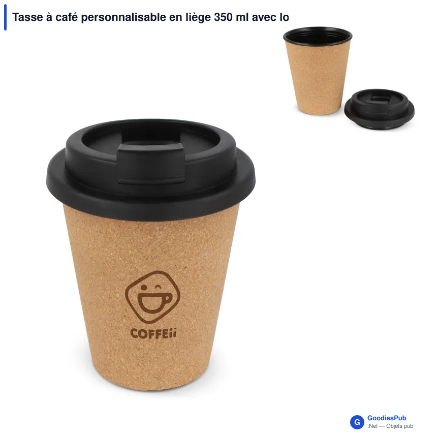 Tasse à café personnalisable en liège 350 ml avec logo - R-PP - Image 1