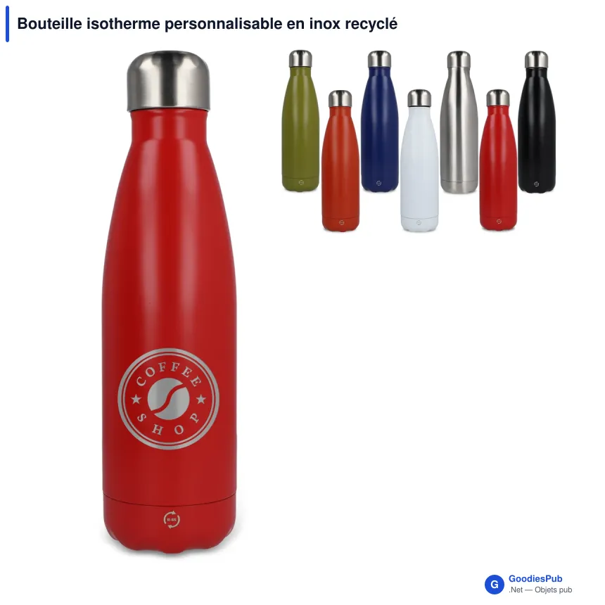 Bouteille isotherme personnalisable en inox recyclé 500 ml avec logo - R-Swing - Image 1