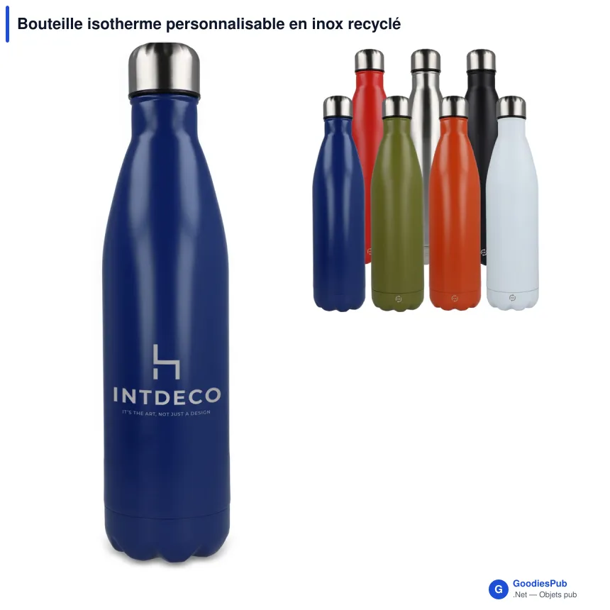 Bouteille isotherme personnalisable en inox recyclé 750 ml avec logo - R-Swing - Image 1
