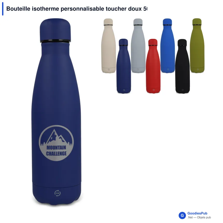 Bouteille isotherme personnalisable toucher doux 500 ml avec logo - R-Swing - Image 1