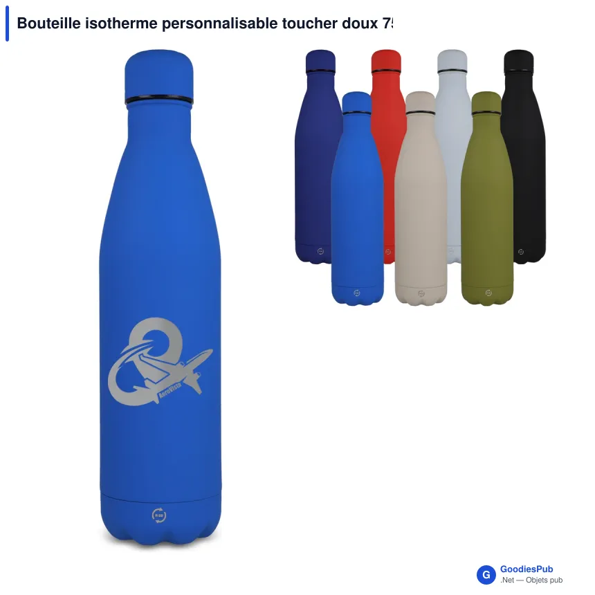 Bouteille isotherme personnalisable toucher doux 750 ml avec logo - R-Swing - Image 1