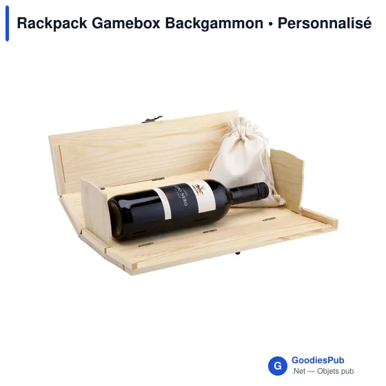 Coffret à vin personnalisable Rackpack Gamebox Backgammon avec logo - Image 1