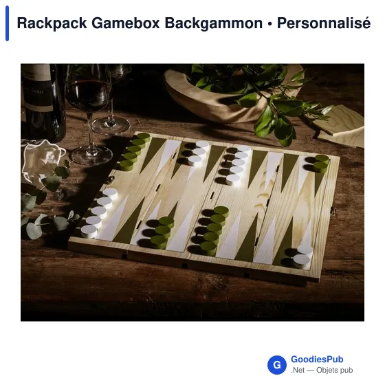 Coffret à vin personnalisable Rackpack Gamebox Backgammon avec logo - Image 5