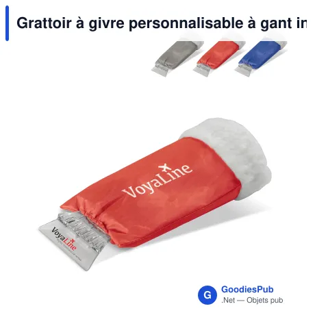 Grattoir à givre personnalisable à gant intégré avec logo - 28 cm
