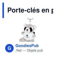 Porte-clés en peluche personnalisable Raton Laveur avec logo | Lewis - Miniature 1
