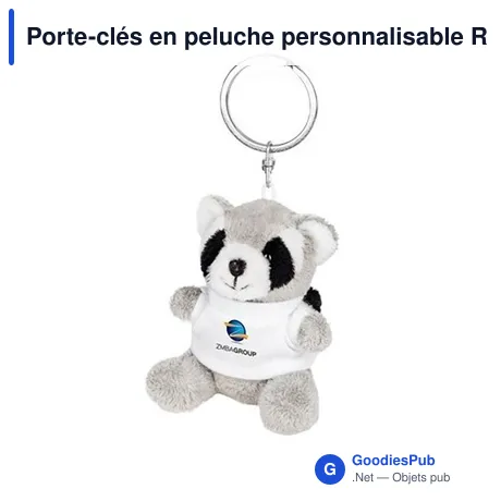 Porte-clés en peluche personnalisable Raton Laveur avec logo | Lewis