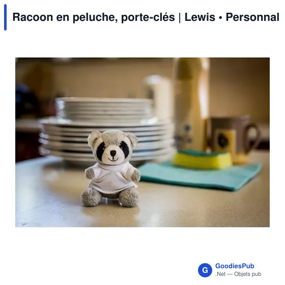 Porte-clés en peluche personnalisable Raton Laveur avec logo | Lewis - Image 2