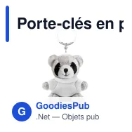 Porte-clés en peluche personnalisable Raton Laveur avec logo | Lewis - Miniature 4