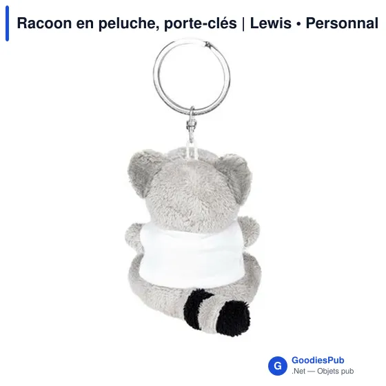 Porte-clés en peluche personnalisable Raton Laveur avec logo | Lewis - Image 5