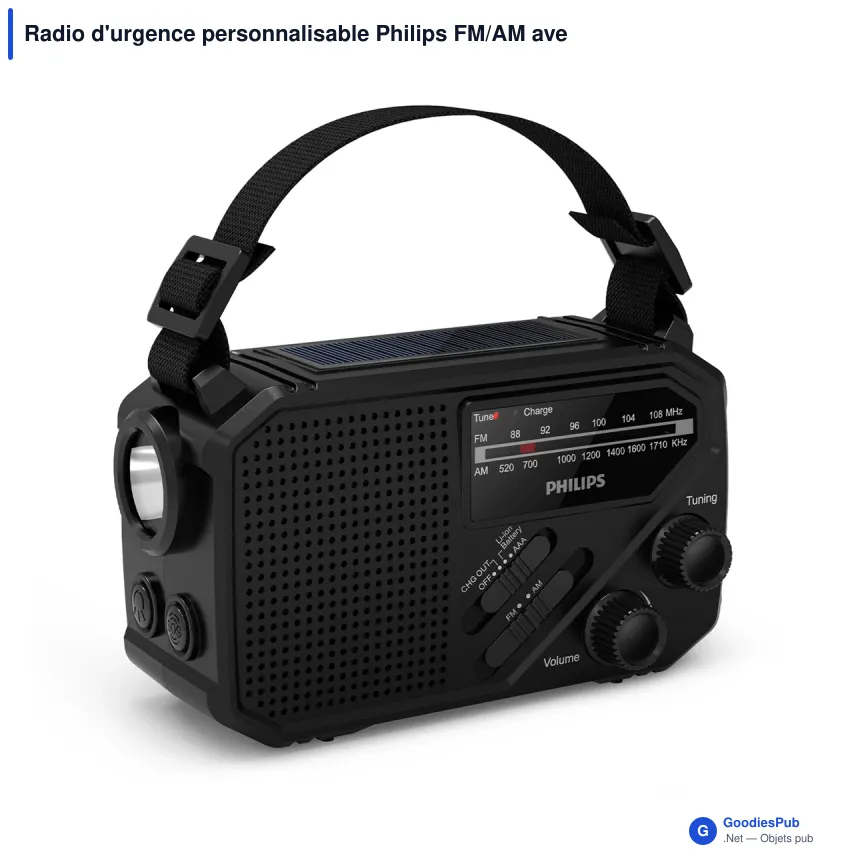 Radio d'urgence personnalisable Philips FM/AM avec lampe de poche et logo - TAR1609 - Image 2